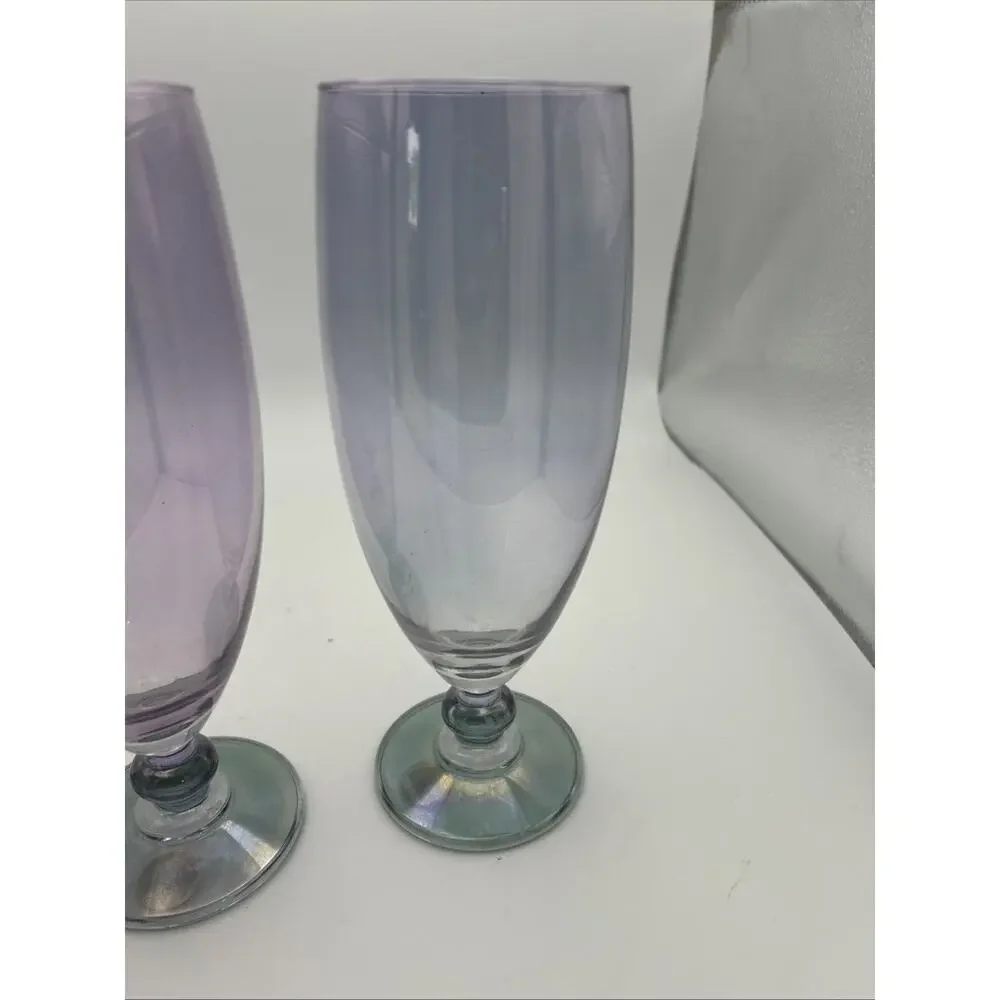 Luster Cocktail Glasses. Made In Italy, 1970’s Set Of 3. Two Pink One Purple.